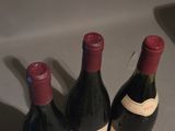 three bottles of wine that are sitting on a counter
