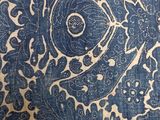 an image of a close up of a blue and white paisley print fabric