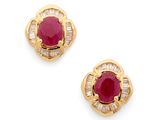a pair of ruby and diamond earrings