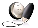 a silver and black speaker with a black cord