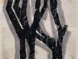an image of a black and white painting of trees on a piece of paper