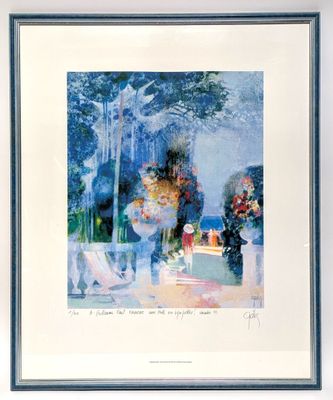 painting of a painting of a man and a woman in a garden
