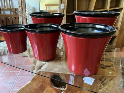 set de 5 cache-pots fibre rouges