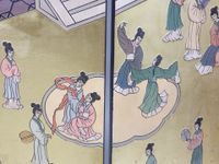 Paravent polyptyque en bois peint et laqué à décor de scène … (photo 4)