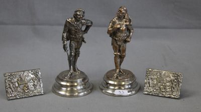 GUILLEMIN Emile. Lot de deux figurines en bronze argenté rep…