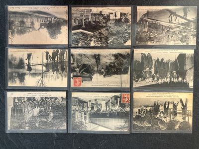 several black and white photos of a bunch of people on a train