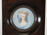 a picture of a picture of a woman in a blue dress