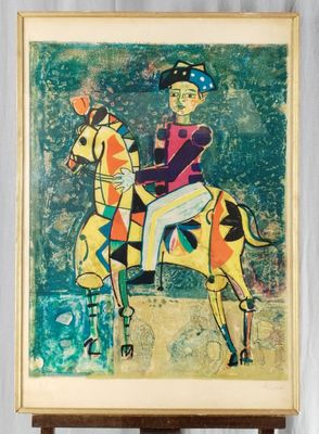 une image d'un tableau représentant un homme à cheval