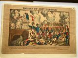 an old picture of a painting of a battle in a museum