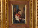 une image d'un tableau représentant une femme en robe rouge