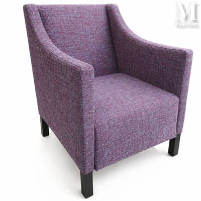 chaise violette aux pieds noirs sur fond blanc