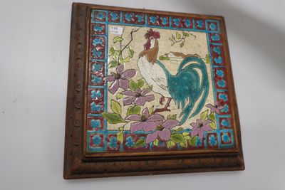 Sungmor Dessous de plat en fonte robuste pour table de cuisine ou de salle à manger, 19,1 x 19,1 cm – Rond avec joli motif de coq vintage