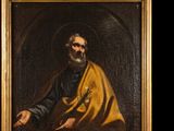 a painting of a man in a yellow robe holding a sword