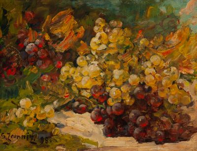 a painting of a bunch of flowers on a table