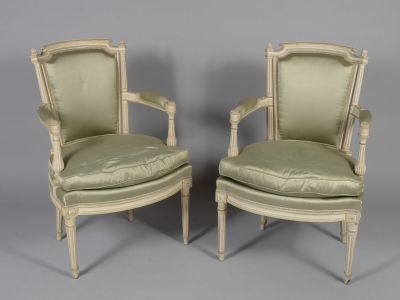 pair of louis xvi style painted armchairs