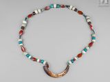 un gros plan d'un collier orné d'une corne