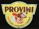 a sign that says provimi with a picture of a cow on it