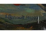 an image of a painting of a hot air balloon flying in the sky