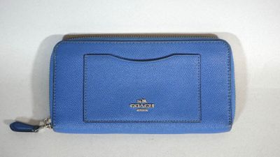 COACH Pochette en cuir bleu