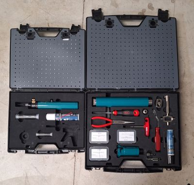 a tool kit in a case on the floor