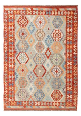 Kilim Afghan en laine Couleur rouge bleu clair 249 x175