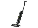 a black and green vacuum cleaner on a white background