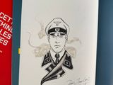 a drawing of a man in a military uniform on a book