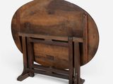 an old wooden table with a wooden top on a white background
