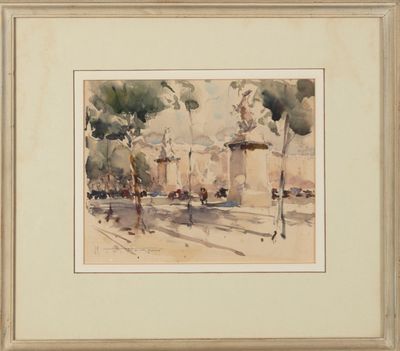 une image représentant une aquarelle illustrant une scène de rue