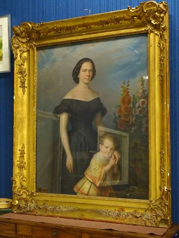 Édouard PINGRET (1785-1869) « Portrait de femme et enfant » Paste...