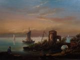painting of a painting of a boat in a body of water
