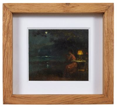 an image of a painting of a woman sitting at a table