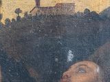 an old painting of a man with a beard and a yellow shirt