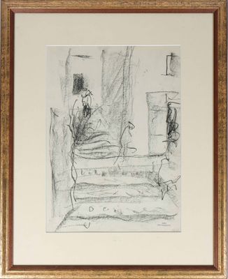 Willy EISENCHITZ (1889-1974) L'escalier Fusain sur papier Ca…