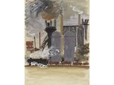 an image of a painting of a factory with smoke coming out of it