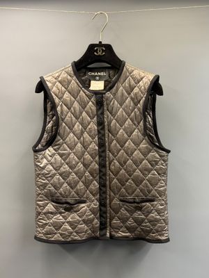 chanel metallic quilted gilet vest