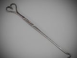 a very long metal handle with a knot on it