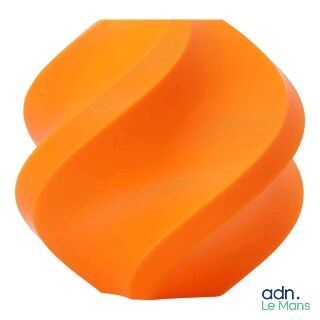 une image représentant un objet orange orné d'un motif incurvé