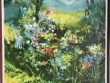 an image of a painting of a field with flowers in it