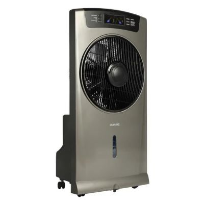 a close up of a silver air conditioner on a white background