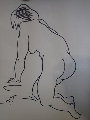 LOUIS TAMAIN Nu féminin, dessin au feutre, signé LT, 44 x 33…