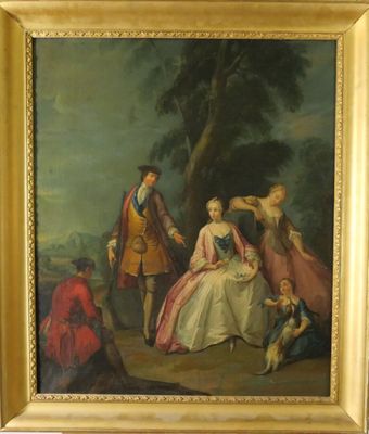painting of a group of people in a wooded setting