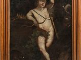 un tableau représentant un homme nu tenant un arc et une flèche