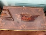 a table with a glass top that has a picture on it