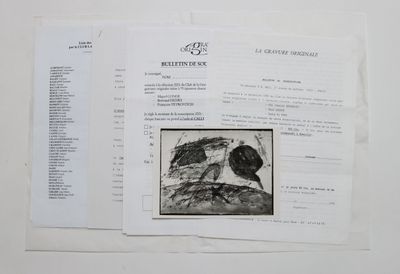 une photo en noir et blanc d'un rocher sur une feuille de papier