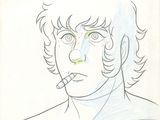 drawing of a man with a cigarette in his mouth and a cigarette in his mouth