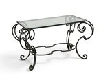 table console en fer forgé avec plateau en verre