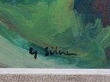 a picture of a painting of a woman in a green dress