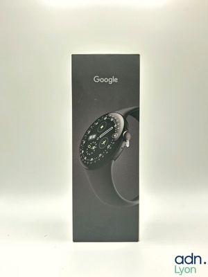 packaging for a google watch with a black box on a white background