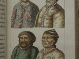 an open book with a picture of a group of men in different outfits